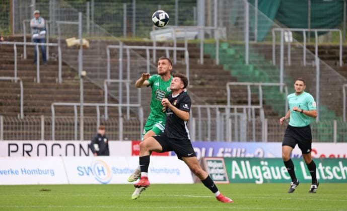 27 09 2025, Football, Men, Regionalliga Südwest, Season 2025 2026, FC 08 Homburg SG Sonnenhof Großaspach, Amar Suljic FC 08 Homburg Marius Kunde SG Sonnenhof Großaspach Homburg Waldstadion Saarland Germany EN Copyright: xFabianxKleerx
