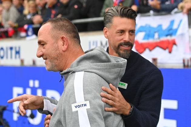 Sandro WAGNER Coach FC Augsburg , Frank SCHMIDT Coach Heidenheim,li , Soccer 1 Bundesliga Season 2025 2026, 5 Matchday, Matchday05 1 FC Heidenheim FC Augsburg on 27 09 2025, VOITH ARENA