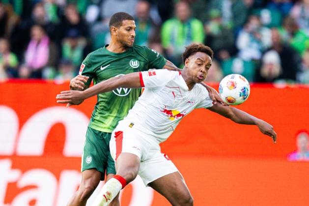 27 09 2025 Football, 2025 2026, 1 Bundesliga, Matchday 5, VfL Wolfsburg RB Leipzig L R Vini Souza Wolfsburg , Assan Ouedraogo Leipzig DFL REGULATIONS PROHIBIT ANY USE OF PHOTOGRAPHS AS IMAGE SEQUENCES AND OR QUASI VIDEO
