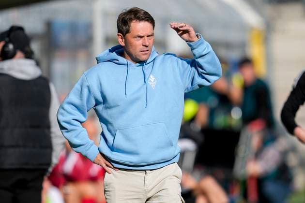 Luc Holtz Coach, Head Coach, SVWM , Single Image, Single Photo, Action, Action, 27 09 2025, Mannheim Germany , Soccer, 3 Liga, SV Waldhof Mannheim Rot Weiss Essen, DFB DFL REGULATIONS PROHIBIT ANY USE OF PHOTOGRAPHS AS IMAGE SEQUENCES AND OR QUASI VIDEO xozx