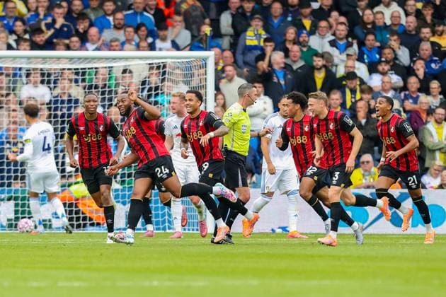 Leeds United FC v AFC Bournemouth, Premier League Antoine Semenyo Of Bournemouth scores a GOAL 0-1 and celebrates during the Leeds United FC v AFC Bournemouth English Premier League match at Elland Road, Leeds, England, United Kingdom on 27 September 2025 Credit: Lee Keuneke Every Second Media Editorial use only. All images are copyright Every Second Media Limited. No images may be reproduced without prior permission. All rights reserved. Premier League and Football League images are subject to licensing agreements with Football DataCo Limited. see https: www.football-dataco.com Copyright: xIMAGO EveryxSecondxMediax ESM-1602-0051 LeexKeunekex xEveryxSecondxMediax