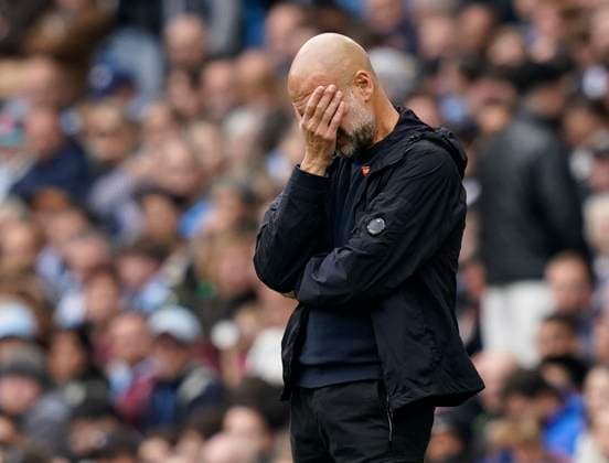 Manchester, England, 27th September 2025. Pep Guardiola coach of Manchester City during the Manchester City vs Burnley Premier League match at the Etihad Stadium, Manchester. Picture credit should read: Andrew Yates Sportimage EDITORIAL USE ONLY. No use with unauthorised audio, video, data, fixture lists, club league logos or live services. Online in-match use limited to 120 images, no video emulation. No use in betting, games or single club league player publications. SPI_015_AY_MAN_CITY_BURNLEY SPI-4169-0015