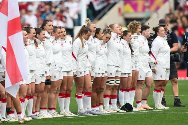 2025 Women s Rugby World Cup Final, Twickenham, London, England 27 9 2025 Canada vs England England players during the anthems England players during the anthems 27 9 2025  Copyright: x INPHO BillyxSticklandx 0S2A2651