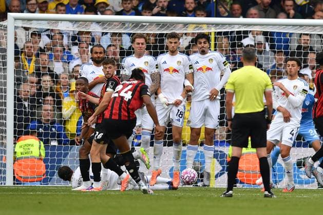 Leeds United v Bournemouth Premier League 27 09 2025. GOAL Bournemouth forward Antoine Semenyo (24) scores goal to go 0-1 during the Premier League match between Leeds United and Bournemouth at Elland Road, Leeds, England on 27 September 2025. Leeds Elland Road West Yorkshire England Editorial use only DataCo restrictions apply See www.football-dataco.com , Copyright: xIanxLyallx PSI-22912-0015