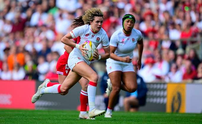 Canada v England, London, UK - 27 Sept 2025 Ellie Kildunne of England goes over for a try during the Women s Rugby World Cup 2025 Final match between Canada and England at Allianz Stadium, London, England United Kingdom on September 27, 2025. (Photo by Phil Mingo PPAUK) London Allianz Stadium GBR Copyright: xPhilxMingo PPAUKx PPA-218883