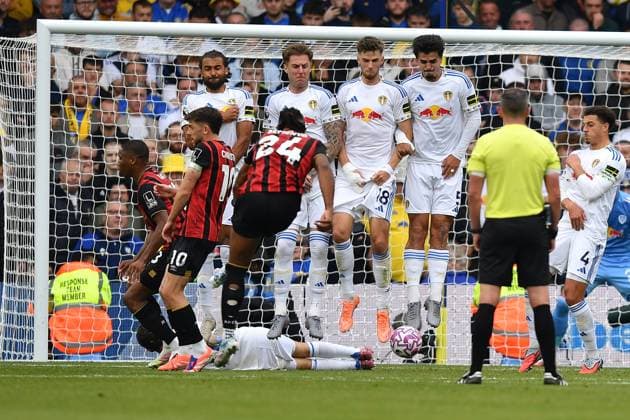 Leeds United v Bournemouth Premier League 27 09 2025. GOAL Bournemouth forward Antoine Semenyo (24) scores goal to go 0-1 during the Premier League match between Leeds United and Bournemouth at Elland Road, Leeds, England on 27 September 2025. Leeds Elland Road West Yorkshire England Editorial use only DataCo restrictions apply See www.football-dataco.com , Copyright: xIanxLyallx PSI-22912-0019