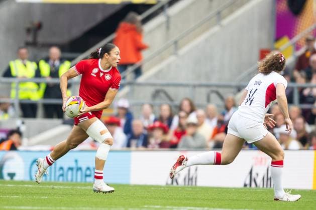 Canada Women v England Women Women s Rugby World Cup 2025 27 09 2025. Final Florence Symonds of Canada during the Women s Rugby World Cup 2025 Final match between Canada Women and England Women at Allianz Stadium, Twickenham, Richmond, United Kingdom on 27 September 2025. Richmond Allianz Stadium London United Kingdom Editorial use only , Copyright: xSimonxKingx PSI-22918-0020