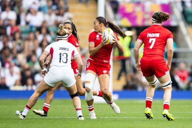 Canada Women v England Women Women s Rugby World Cup 2025 27 09 2025. Final Florence Symonds of Canada in action during the Women s Rugby World Cup 2025 Final match between Canada Women and England Women at Allianz Stadium, Twickenham, Richmond, United Kingdom on 27 September 2025. Richmond Allianz Stadium London United Kingdom Editorial use only , Copyright: xSimonxKingx PSI-22918-0021