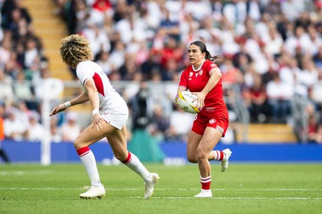 Canada Women v England Women Women s Rugby World Cup 2025 27 09 2025. Final Julia Schell of Canada during the Women s Rugby World Cup 2025 Final match between Canada Women and England Women at Allianz Stadium, Twickenham, Richmond, United Kingdom on 27 September 2025. Richmond Allianz Stadium London United Kingdom Editorial use only , Copyright: xSimonxKingx PSI-22918-0022