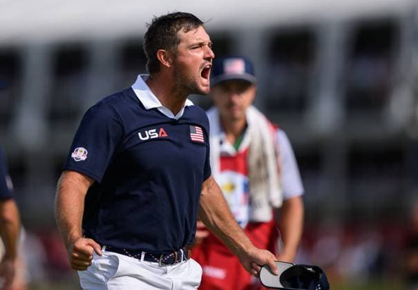 250927 Bryson DeChambeau of Team USA celebrates after a foursome match on day 2 of The Ryder Cup on September 27, 2025 in New York Photo Jesper Zerman BILDBYRAN kod JZ JZ0618 golf ryder cup day 2 bbeng jubel  Copyright: JESPERxZERMAN BB250927JZ012