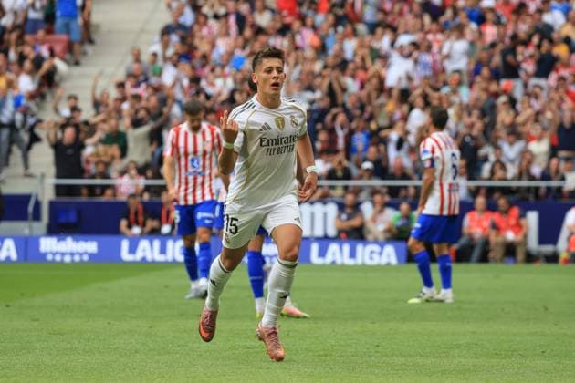 Spain - Atletico de Madrid vs Real Madrid CF - 27 09 2025 SPAIN, MADRID, SEPTEMBER 27. Arda Guler of Real Madrid celebrates after scoring his side™s second goal during the LaLiga EA Sports football match between Atletico de Madrid and Real Madrid CF at Estadio Riyadh Air Metropolitano on September 27, 2025 in Madrid, Spain. Photo by Manuel Blondeau AOP.Press Madrid Riyadh Air Metropolitano Spain Copyright: x ManuelxBlondeau AOP.Pressx AOP20250927-0007