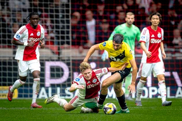 AFC Ajax Amsterdam forwarder Oliver Valaker Edvardsen, NAC Breda defender Leo Greiml during the match AFC Ajax Amsterdam vs NAC Breda at the Johan Cruijff ArenA for the Dutch Vriendenloterij Eredivisie season 2025-2026 in AMSTERDAM, Netherlands on 27 september 2025, (photo by Marcel van Dorst EYE4images DeFodi Images) AFC Ajax Amsterdam forwarder Oliver Valaker Edvardsen, NAC Breda defender Leo Greiml during the match AFC Ajax Amsterdam vs NAC Breda at the Johan Cruijff ArenA for the Dutch Vriendenloterij Eredivisie season 2025 2026 in AMSTERDAM, Netherlands on 27 september 2025, photo by Marcel van Dorst EYE4images DeFodi Images