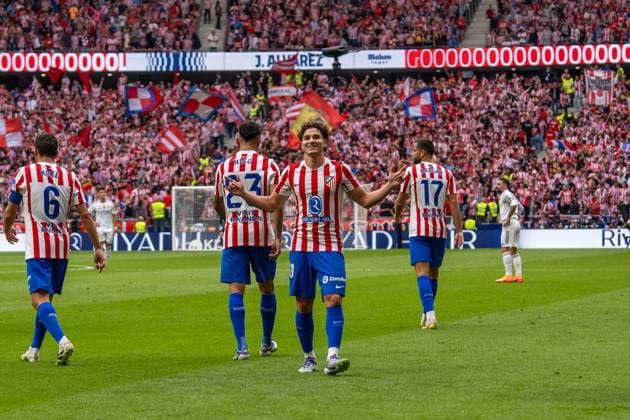 Julian Alvarez (Atlético de Madrid & Argentina striker N19) celebrates a goal during La Liga EA Sports game between Atlético de Madrid and Real Madrid at Estadio Riyadh Air Metropolitano, on September 27, 2025, Madrid, Spain. Copyright: xAndresxLopezxSheridanxx xSPPx Sportspressphoto_SPR33120