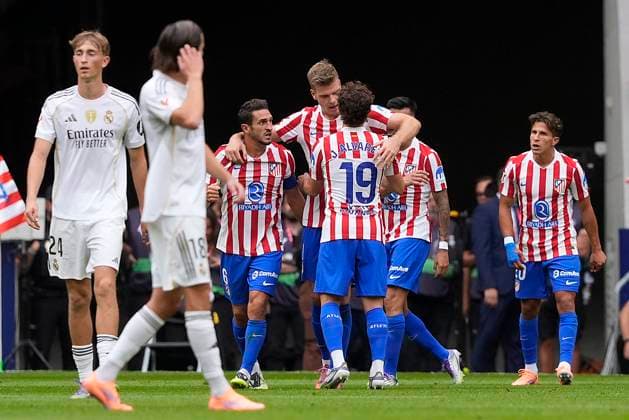 ATLETICO DE MADRID v REAL MADRID. LA LIGA 2025 2026. ROUND 7. Atletico de Madrid s Koke Resurreccion, Alexander Sorloth and Julian Alvarez celebrate goal during La Liga match. September 27, 2025. (ALTERPHOTOS Acero) MadridSpain  Copyright: xAcerox