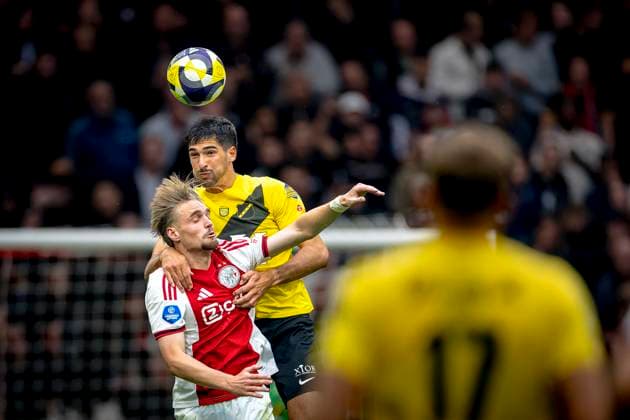 AFC Ajax Amsterdam midfielder Kenneth Taylor, NAC Breda defender Leo Greiml during the match AFC Ajax Amsterdam vs NAC Breda at the Johan Cruijff ArenA for the Dutch Vriendenloterij Eredivisie season 2025-2026 in AMSTERDAM, Netherlands on 27 september 2025, (photo by Marcel van Dorst EYE4images DeFodi Images) AFC Ajax Amsterdam midfielder Kenneth Taylor, NAC Breda defender Leo Greiml during the match AFC Ajax Amsterdam vs NAC Breda at the Johan Cruijff ArenA for the Dutch Vriendenloterij Eredivisie season 2025 2026 in AMSTERDAM, Netherlands on 27 september 2025, photo by Marcel van Dorst EYE4images DeFodi Images