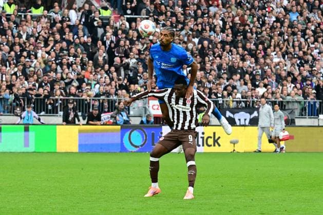 Soccer I Men I 1 Bundesliga l FC St Pauli Bayer 04 Leverkusen I 05 Matchday I Season 2025 2026 I St Pauli I 27 09 2025 I v v Ceesay Abdoulie St Pauli , Bade Loic Bayer04Leverkusen , Sportplatz Millerntor Stadion, St Pauli Hamburg Germany