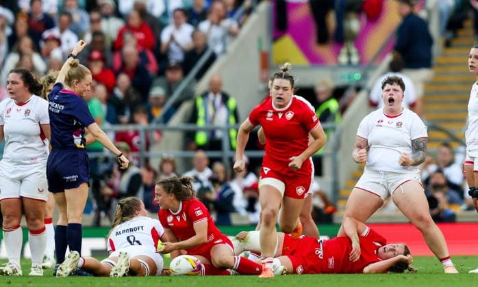 Hannah Botterman of England Red Roses screams with delight as she celebrates winning another penalty for England Canada v England, Women s Rugby World Cup, Final, Rugby Union, Allianz Stadium Twickenham, London, UK - 27 Sep 2025London Allianz Stadium Twickenham United Kingdom EDITORIAL USE ONLY No use with unauthorised audio, video, data, fixture lists, club league logos or live services. Online in-match use limited to 120 images, no video emulation. No use in betting, games or single club league player publications. Copyright: xAndrewxFosker Shutterstockx 15503859x