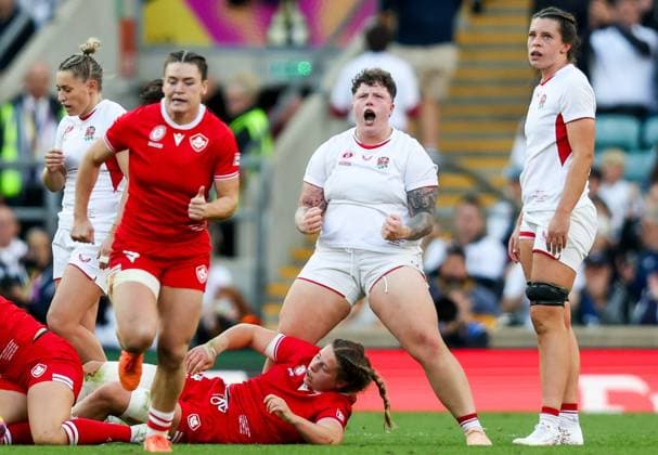 Hannah Botterman of England Red Roses screams with delight as she celebrates winning another penalty for England Canada v England, Women s Rugby World Cup, Final, Rugby Union, Allianz Stadium Twickenham, London, UK - 27 Sep 2025London Allianz Stadium Twickenham United Kingdom EDITORIAL USE ONLY No use with unauthorised audio, video, data, fixture lists, club league logos or live services. Online in-match use limited to 120 images, no video emulation. No use in betting, games or single club league player publications. Copyright: xAndrewxFosker Shutterstockx 15503859z