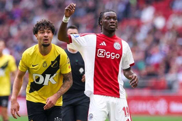 2025-09-27 AFC Ajax v NAC Breda - Dutch Eredivisie AMSTERDAM, NETHERLANDS - SEPTEMBER 27: Don-Angelo Konadu of AFC Ajax during the Dutch Eredivisie match between AFC Ajax and NAC Breda at Johan Cruijff ArenA on September 27, 2025 in Amsterdam, Netherlands. Amsterdam Johan Cruijff ArenA Netherlands Content not available for redistribution in The Netherlands directly or indirectly through any third parties. Copyright: xBenxGalx