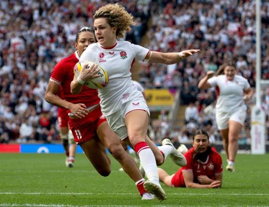 Ellie Kildunne scores a try for England Canada v England, Women s Rugby World Cup, Final, Rugby Union, Allianz Stadium Twickenham, London, UK - 27 Sep 2025London Allianz Stadium Twickenham United Kingdom EDITORIAL USE ONLY No use with unauthorised audio, video, data, fixture lists, club league logos or live services. Online in-match use limited to 120 images, no video emulation. No use in betting, games or single club league player publications. Copyright: xSandraxMailer Shutterstockx 15506628f