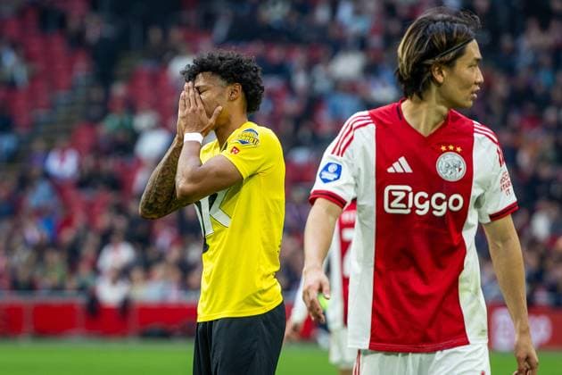 AMSTERDAM , 27-09-2025 , Johan Cruyff ArenA , season 2025 2026 , Dutch Eredivisie football . Match between Ajax and NAC Breda , Picture shows NAC Breda player Charles-Andreas Brym reacts disappointed after missing a chance. Ajax - NAC  x31223882x Copyright: