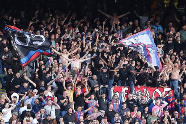 27th September 2025; Selhurst Park, Selhurst, London, England; Premier League Football, Crystal Palace versus Liverpool; Crystal Palace Holmesdale Fanatics fans celebrate after the match  KatiexChan
