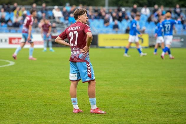 Soccer I Men I Season 2025 2026 I Regionalliga Nord I 11 Matchday I SC Weiche Flensburg 08 SSV Jeddeloh II I 27 09 2025 Sandro Plechaty 27, SC Weiche Flensburg 08 Copyright: xLobeca JanxKirschnerx