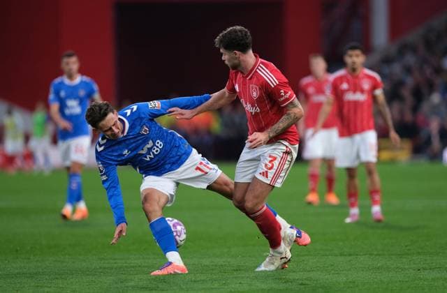 Chris Rigg of Sunderland A F C and Neco Williams of Nottingham Forest seen in action during the Premier league football match between Nottingham Forest and Sunderland A F C at City Ground in Nottingham. Copyright: xPaulxBonser SportsxPressxPhotox Sportspressphoto_SPR33390
