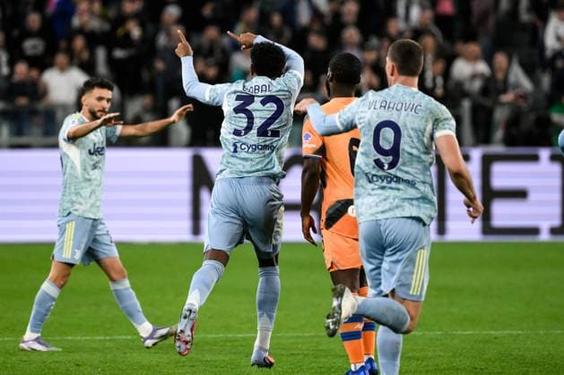 Juan Cabal of Juventus FC celebrates after scoring the goal of 1-1 during the Serie A 2025 2026 football match between Juventus FC and Atalanta BC at Juventus Stadium in Torino (Italy), September 27, 2025. andreaxstaccioli