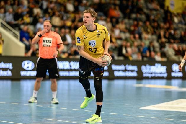 Schmidt, Jesper left winger, HSC 2000 Coburg, 87 GER, Bavaria, HSC 2000 Coburg vs HBW Balingen Weilstetten, 2 Handball Bundesliga, Handball, Matchday 5, Season 2025 2026, 7 30 p.m., Saturday, 27 09 2025 GER, Bavaria, HSC 2000 Coburg vs HBW Balingen Weilstetten, 2 Handball Bundesliga, Handball, Matchday 5, Season 2025 2026, 7 30 p.m., Saturday, 27 09 2025 Coburg Copyright: xEibner-Pressefoto MartinxHerbstx EP_MHT