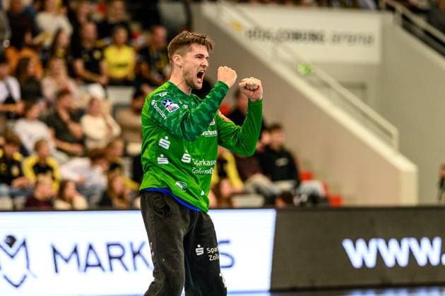 Kornecki, Mateusz TW, HBW Balingen Weilstetten, 1 GER, Bavaria, HSC 2000 Coburg v HBW Balingen Weilstetten, 2 Handball Bundesliga, Handball, Matchday 5, Season 2025 2026, 7 30 p.m., Saturday, 27 09 2025 GER, Bavaria, HSC 2000 Coburg v HBW Balingen Weilstetten, 2 Handball Bundesliga, Handball, Matchday 5, Season 2025 2026, 7 30 p.m., Saturday, 27 09 2025 Coburg Copyright: xEibner-Pressefoto MartinxHerbstx EP_MHT