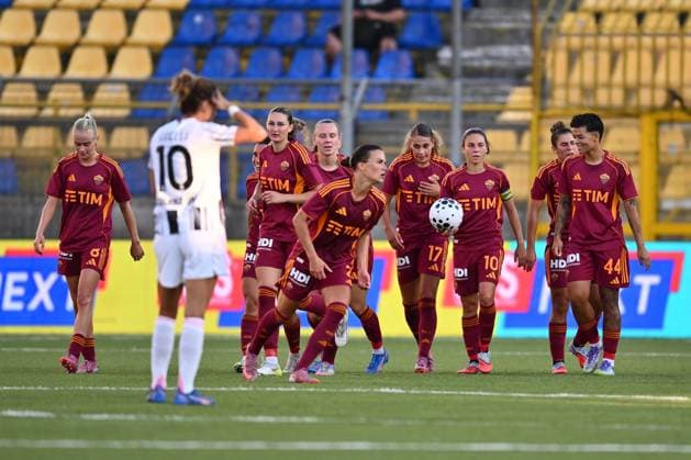 CALCIO - Serie A - Serie A Women’s Cup - Final - Juventus FC vs AS Roma Emilie Haavi of A.S. Roma Femminile celebrates after scoring the goal of 1-1 during the Serie A Women s Cup Final between Juventus F.C. and A.S. Roma at Romeo Menti Stadium on September 27, 2025 in Castellammare di Stabia, Italy Castellammare di Stabia (NA) Italy  Copyright: xIPAxSport ABACAx
