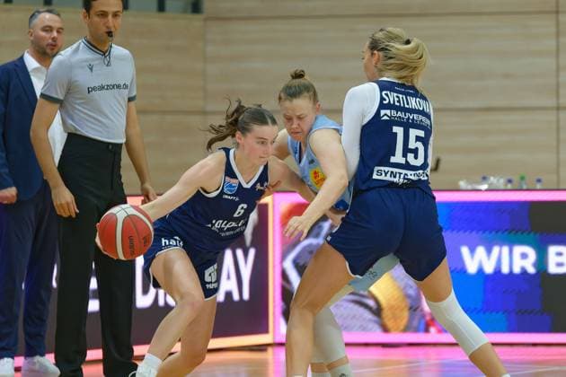 Nicole Brochlitz Lions, 6 , sls Syntainics MBC vs Saarlouis Royals, Basketball, Women, Bundesliga, Season 2025 2026, 1 Matchday, 27 09 2025 Halle SWH Arena Sachsen Anhalt Germany