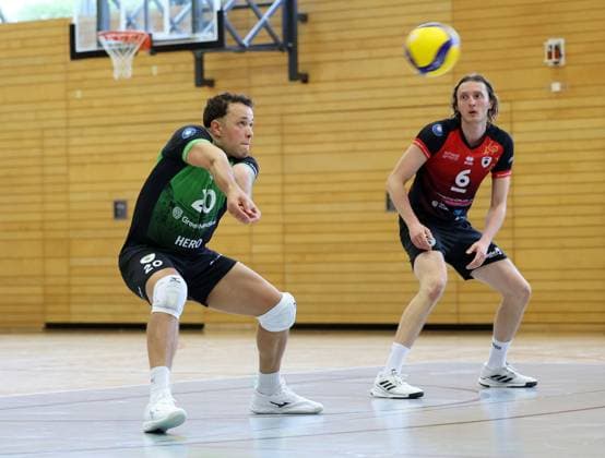 BAU 27 09 2025 Ludwigsburg Volleyball Barock Volley MTV Ludwigsburg vs TSV Haching, f l Jeffrey Klok LB , Ben Simon Bonin LB