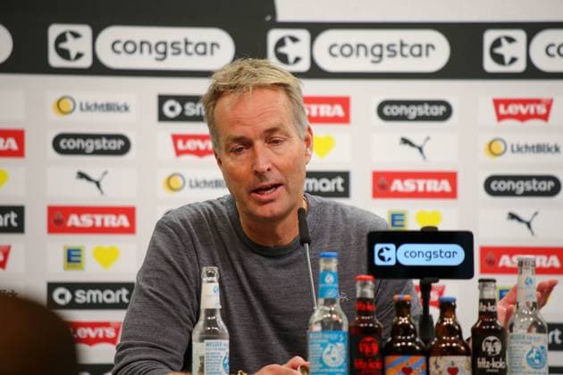 Germany Soccer Bundesliga 2025 26, 5 Matchday FC St Pauli vs Bayer 04 Leverkusen Millerntor Stadion Hamburg Coachs press conference Kasper Hjulmand Coach, Bayer 04 Leverkusen Hamburg Copyright: xAymanxAlahmedx