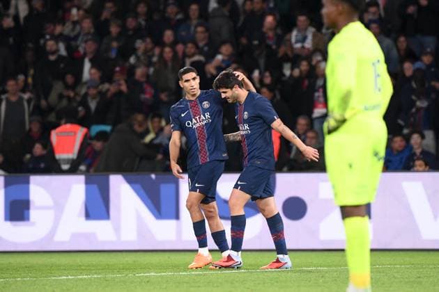 Paris Saint-Germain FC v AJ Auxerre - Ligue 1 McDonald s 2025 2026 02 Achraf HAKIMI (psg) - 04 Lucas BERALDO (psg) during the Ligue 1 McDonald s match between Paris and Auxerre at Parc des Princes on September 27, 2025 in Paris, France. Paris France  Copyright: xFEPx 776348144
