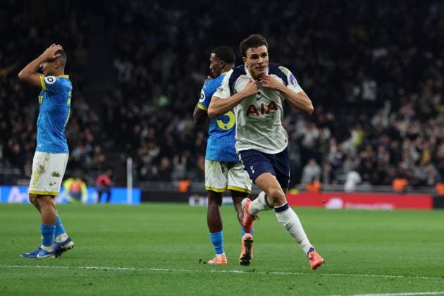 London, England, 27th September 2025. Joao Palhinha of Tottenham Hotspur celebrates after scoring to make it 1-1 during the Tottenham Hotspur vs Wolverhampton Wanderers Premier League match at the Tottenham Hotspur Stadium, London. Picture credit should read: Paul Terry Sportimage EDITORIAL USE ONLY. No use with unauthorised audio, video, data, fixture lists, club league logos or live services. Online in-match use limited to 120 images, no video emulation. No use in betting, games or single club league player publications. SPI_034_PT_Tottenham_Wolves SPI-4168-0034