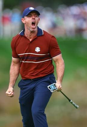 Rory McIlroy of Team Europe reacts 2025 Ryder Cup, Day Two, Afternoon Four-Balls, Golf, Bethpage Black Golf Course, New York, USA - 27 Sep 2025New York Bethpage Black Golf Course New York (NY) United States of America EDITORIAL USE ONLY No use with unauthorised audio, video, data, fixture lists, club league logos or live services. Online in-match use limited to 120 images, no video emulation. No use in betting, games or single club league player publications. Copyright: xJamesxMarsh Shutterstockx 15500202au