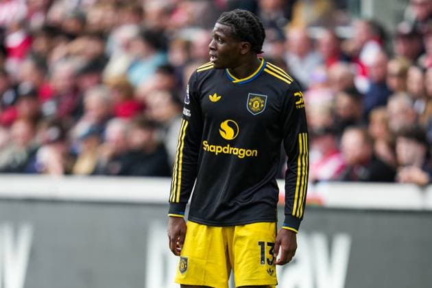 Premier League Brentford v Manchester United, ManU Patrick Dorgu of Manchester United during the Premier League match Brentford vs Manchester United at The Gtech Community Stadium, London, United Kingdom, 27th September 2025 (Photo by Harvey Murphy News Images) Copyright: xHarveyxMurphy NewsxImagesx