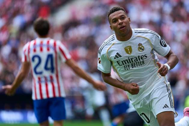 Kylian Mbappe of Real Madrid CF celebrates his goal during the La Liga EA match between Atletico de Madrid and Real Madrid CF, on September 27, 2025. - 27 09 2025 - Spain Madrid Madrid -  LGMx xLexPictorium LePictorium_0315370