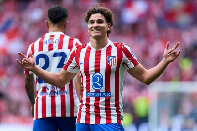 Julian Alvarez of Atletico de Madrid celebrates his goal during the La Liga EA match between Atletico de Madrid and Real Madrid CF, on September 27, 2025. - 27 09 2025 - Spain Madrid Madrid -  LGMx xLexPictorium LePictorium_0315453