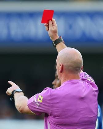 London, England, September 27 2025: Referee Simon Hooper holds up red card to Trevor Chalobah during the Premier League game between Chelsea and Brighton & Hove Albion at Stamford Bridge in London, England. (Photo by Jay Patel Sports Press Photo SPP) Copyright: xJayxPatel SportsxPressxPhoto SPPx Sportspressphoto_SPR33623