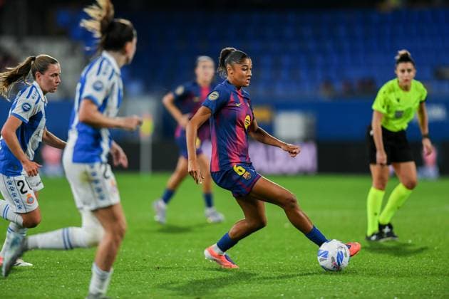 FC Barcelona, Barca v RCD ESPANYOL. JOHAN CRUYFF STADIUM,BARCELONA. September 27,2025 FC BARCELONA vs RCD ESPANYOL. September 25,2025 Sydney (6) of FC Barcelona during the match between FC Barcelona and Real Sociedad corresponding to the fifth day of the La Liga F Moeve at the Johan Cruyff Stadium in Barcelona, Spain, on September 27, 2025. Barcelona ESP Copyright: xS.xRosx