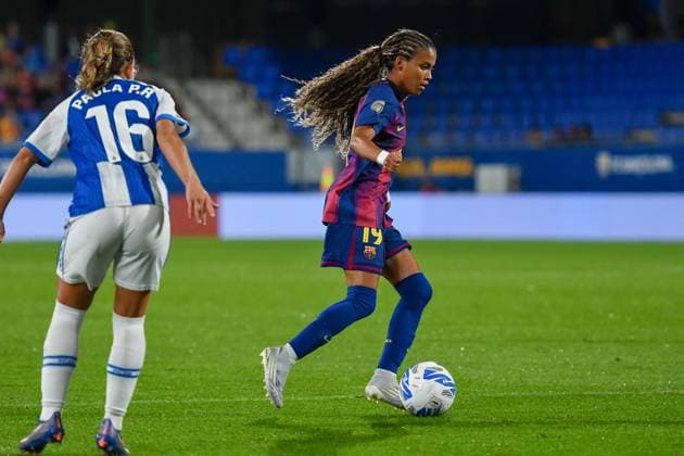 FC Barcelona, Barca v RCD ESPANYOL. JOHAN CRUYFF STADIUM,BARCELONA. September 27,2025 FC BARCELONA vs RCD ESPANYOL. September 25,2025 Vicky Lopez (19) of FC Barcelona during the match between FC Barcelona and Real Sociedad corresponding to the fifth day of the La Liga F Moeve at the Johan Cruyff Stadium in Barcelona, Spain, on September 27, 2025. Barcelona ESP Copyright: xS.xRosx