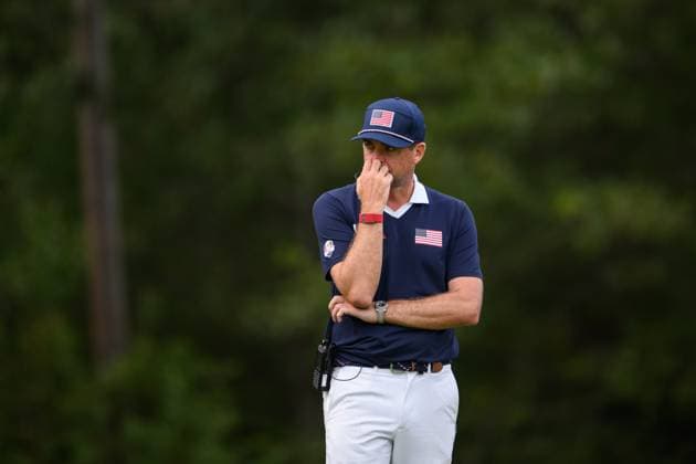 250927 Team Captain Keegan Bradley of Team USA looks dejected during a fourball match on day 2 of The Ryder Cup on September 27, 2025 in New York Photo Jesper Zerman BILDBYRAN kod JZ JZ0618 golf ryder cup day 2 bbeng depp  Copyright: JESPERxZERMAN BB250927JZ108