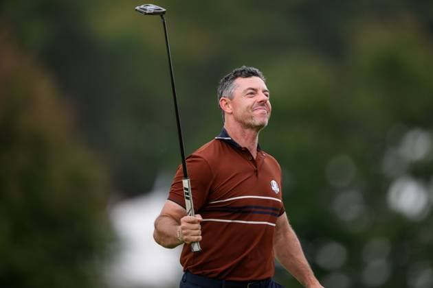 250927 Rory McIlroy of Team Europe celebrates during a fourball match on day 2 of The Ryder Cup on September 27, 2025 in New York Photo Jesper Zerman BILDBYRAN kod JZ JZ0618 golf ryder cup day 2 bbeng jubel  Copyright: JESPERxZERMAN BB250927JZ119