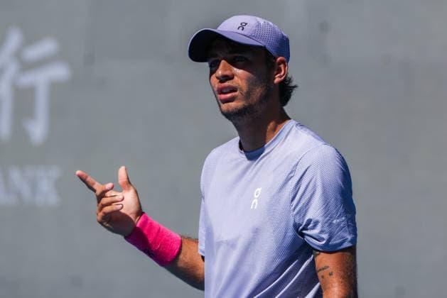 BEIJING, CHINA - SEPTEMBER 28: Flavio Cobolli of Italy reacts in the Men s Singles Round of 16 match against Learner Tien of the United States on day 7 of the 2025 China Open at National Tennis Center on September 28, 2025 in Beijing, China.  Copyright: xVCGx 111593673614