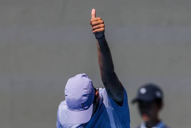 BEIJING, CHINA - SEPTEMBER 28: Flavio Cobolli of Italy reacts in the Men s Singles Round of 16 match against Learner Tien of the United States on day 7 of the 2025 China Open at National Tennis Center on September 28, 2025 in Beijing, China.  Copyright: xVCGx 111593672962