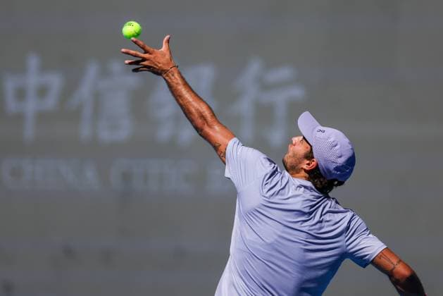 BEIJING, CHINA - SEPTEMBER 28: Flavio Cobolli of Italy returns a shot in the Men s Singles Round of 16 match against Learner Tien of the United States on day 7 of the 2025 China Open at National Tennis Center on September 28, 2025 in Beijing, China.  Copyright: xVCGx 111593673076