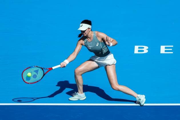 BEIJING, CHINA - SEPTEMBER 28: Eva Lys of Germany returns a shot in the Women s Singles Round of 32 match against Elena Rybakina of Kazakhstan on day 7 of the 2025 China Open at National Tennis Center on September 28, 2025 in Beijing, China.  Copyright: xVCGx 111593669706